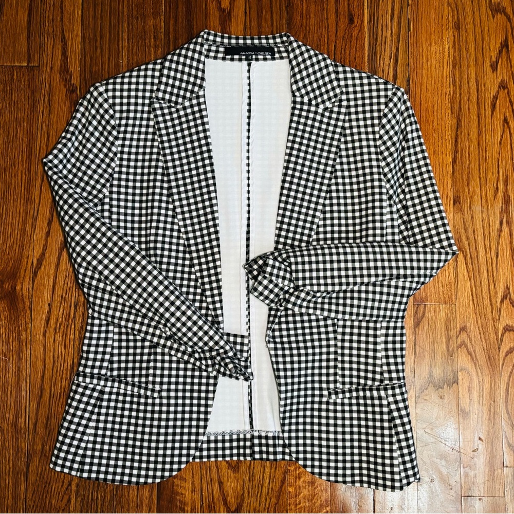 Amanda & Chelsea Black and White Gingham Blazer